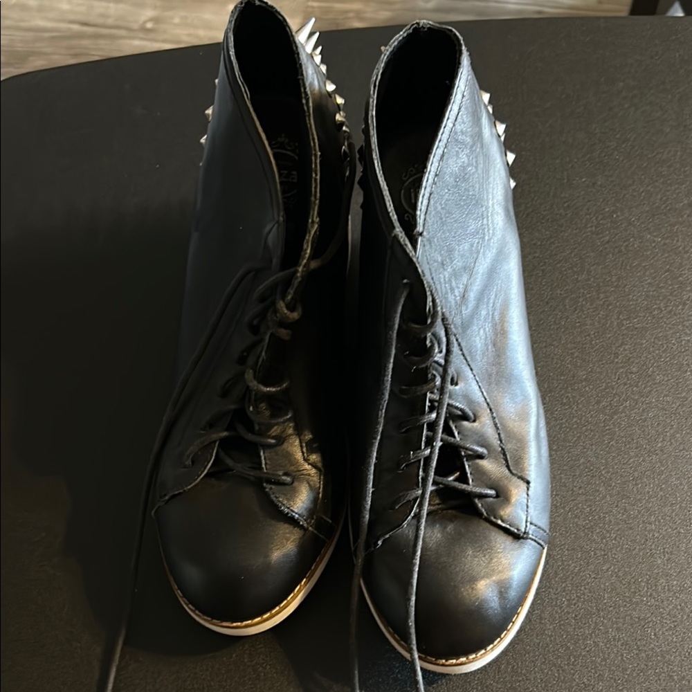 Black Ankle Boots with Studded Detail